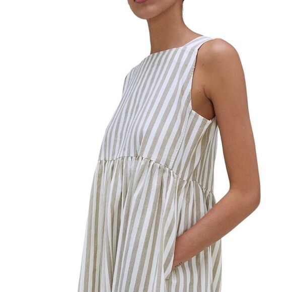 Everlane Striped Midi Dress in White and Tan - Picture 3 of 12